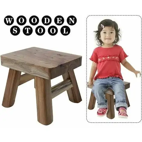 Soleil Wooden Step Stool With 4 Legs For Baby And Child, Multi-function Stool And Seat For Bathroom, Hallway (varnished) 6 Soleil Wooden Step Stool With 4 Legs For Baby And Child, Multi-function Stool And Seat For Bathroom, Hallway (varnished) - Image 4