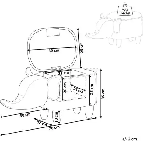Beliani Modern Faux Leather Stool Distressed Solid Wood Animal Light Grey Elephant 5 Beliani Modern Faux Leather Stool Distressed Solid Wood Animal Light Grey Elephant - Image 3