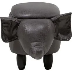 Beliani Modern Faux Leather Stool Storage Solid Wood Animal Dark Grey Elephant -Children's chairs Sales Store 10031471 5