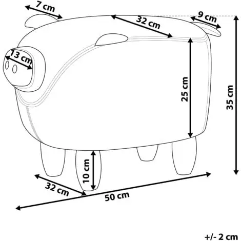 Beliani Modern Fabric Stool Solid Wood Legs Animal Footrest Grey Piggy 5 Beliani Modern Fabric Stool Solid Wood Legs Animal Footrest Grey Piggy - Image 3