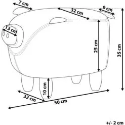 Beliani Modern Fabric Stool Solid Wood Legs Animal Footrest Grey Piggy -Children's chairs Sales Store 10031474 3