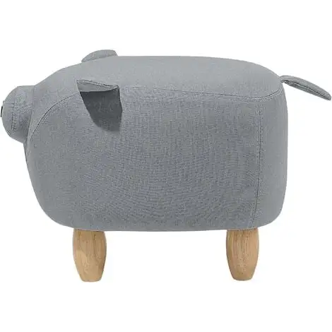 Beliani Modern Fabric Stool Solid Wood Legs Animal Footrest Grey Piggy 6 Beliani Modern Fabric Stool Solid Wood Legs Animal Footrest Grey Piggy - Image 4