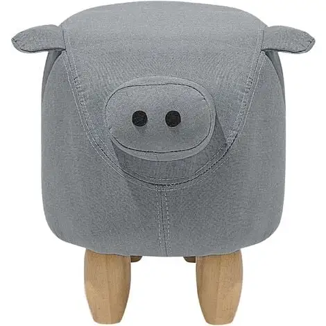 Beliani Modern Fabric Stool Solid Wood Legs Animal Footrest Grey Piggy 7 Beliani Modern Fabric Stool Solid Wood Legs Animal Footrest Grey Piggy - Image 5