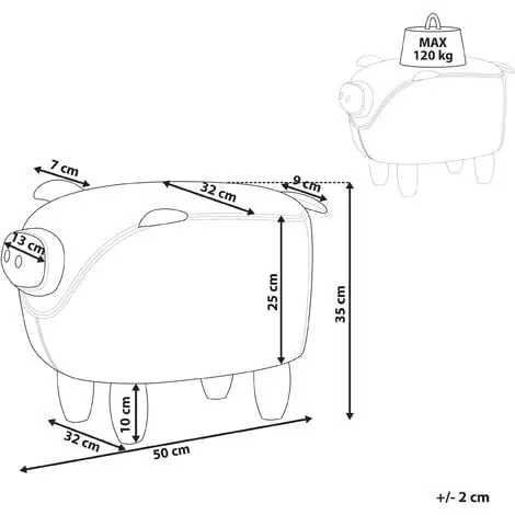 Beliani Modern Fabric Stool Solid Wood Legs Animal Footrest Yellow Piggy 5 Beliani Modern Fabric Stool Solid Wood Legs Animal Footrest Yellow Piggy - Image 3