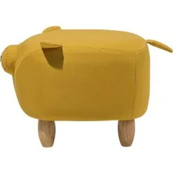 Beliani Modern Fabric Stool Solid Wood Legs Animal Footrest Yellow Piggy 10 Beliani Modern Fabric Stool Solid Wood Legs Animal Footrest Yellow Piggy -Children's chairs Sales Store 10031475 4