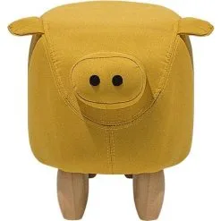 Beliani Modern Fabric Stool Solid Wood Legs Animal Footrest Yellow Piggy 11 Beliani Modern Fabric Stool Solid Wood Legs Animal Footrest Yellow Piggy -Children's chairs Sales Store 10031475 5