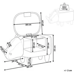 Beliani Modern Faux Leather Stool Upholstery Storage Solid Wood Animal Dark Grey Rhino 9 Beliani Modern Faux Leather Stool Upholstery Storage Solid Wood Animal Dark Grey Rhino -Children's chairs Sales Store 10031481 3