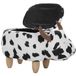 Beliani Modern Fabric Stool Black And White Upholstery Storage Solid Wood Animal Cow 11 Beliani Modern Fabric Stool Black And White Upholstery Storage Solid Wood Animal Cow -Children's chairs Sales Store 10031488 5