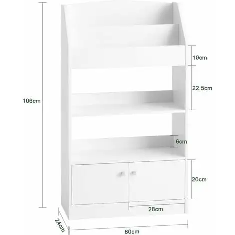 SoBuy White Wood Children‘s Storage Display Bookcase Cabinet KMB11-W 5 SoBuy White Wood Children‘s Storage Display Bookcase Cabinet KMB11-W - Image 3