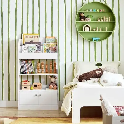 SoBuy White Wood Children‘s Storage Display Bookcase Cabinet KMB11-W 6 SoBuy White Wood Children‘s Storage Display Bookcase Cabinet KMB11-W - Image 4