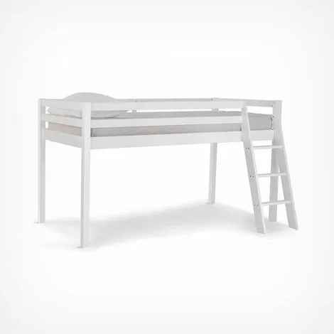 VonHaus Mid Sleeper Bed Frame – White Wooden Bunk Bed - Cabin Bed With Ladder & Solid Pine Wood Base – Single 3ft Raised Bed For Kids, Children, Teenagers, Bedroom 3 VonHaus Mid Sleeper Bed Frame – White Wooden Bunk Bed - Cabin Bed With Ladder & Solid Pine Wood Base – Single 3ft Raised Bed For Kids, Children, Teenagers, Bedroom