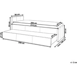 Beliani Modern Fabric EU Single Trundle Bed Frame 3ft Navy Blue Slatted Marmande -Children's chairs Sales Store 12264212 3 2