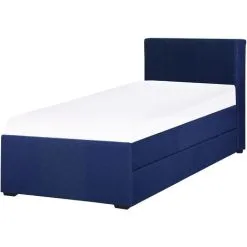 Beliani Modern Fabric EU Single Trundle Bed Frame 3ft Navy Blue Slatted Marmande -Children's chairs Sales Store 12264212 5