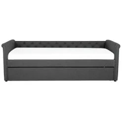 Beliani Modern Fabric EU Single Trundle Bed Frame Buttoned 3ft Dark Grey Libourne 11 Beliani Modern Fabric EU Single Trundle Bed Frame Buttoned 3ft Dark Grey Libourne -Children's chairs Sales Store 12264216 5 1