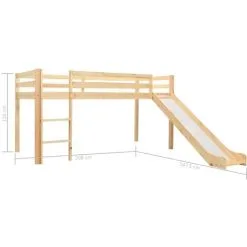 Children's Loft Bed Frame With Slide & Ladder Pinewood 97x208 Cm VidaXL 9 Children's Loft Bed Frame With Slide & Ladder Pinewood 97x208 Cm VidaXL -Children's chairs Sales Store 13415640 3
