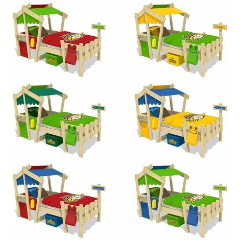 Wickey Kid's Bed, Single Bed Crazy Candy - Canvas Cover Children's Bed 90 X 200 Cm - Green/apple Green 4 Wickey Kid's Bed, Single Bed Crazy Candy - Canvas Cover Children's Bed 90 X 200 Cm - Green/apple Green - Image 2