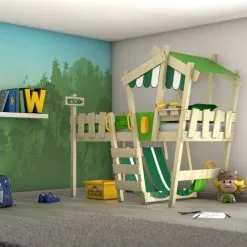 Wickey Kid's Bed, Loft Bed Crazy Hutty Canvas Cover Single Bed 90 X 200 Cm, Children's Bed - Blue/red 9 Wickey Kid's Bed, Loft Bed Crazy Hutty Canvas Cover Single Bed 90 X 200 Cm, Children's Bed - Blue/red -Children's chairs Sales Store 14835273 3