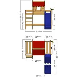 Wickey Kid's Bed, Loft Bed Crazy Circus With Slide Single Bed 90 X 200 Cm, Children's Bed - Blue -Children's chairs Sales Store 14835291 3