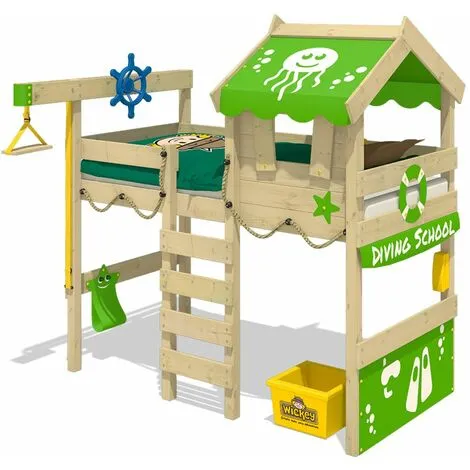 Wickey Kid's Bed, Loft Bed Crazy Jelly Canvas Cover Single Bed 90 X 200 Cm, Children's Bed - Apple Green 3 Wickey Kid's Bed, Loft Bed Crazy Jelly Canvas Cover Single Bed 90 X 200 Cm, Children's Bed - Apple Green