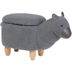 Beliani Fabric Stool Nursery Children Room Solid Wood Legs Animal Footrest Grey Alpaca