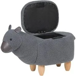 Beliani Fabric Stool Nursery Children Room Solid Wood Legs Animal Footrest Grey Alpaca -Children's chairs Sales Store 15057605 4