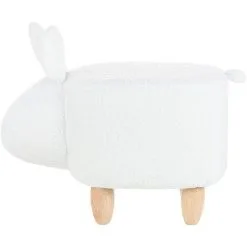 Beliani Fabric Stool Nursery Children Room Solid Wood Legs Animal Footrest White Bunny -Children's chairs Sales Store 15057606 5 3
