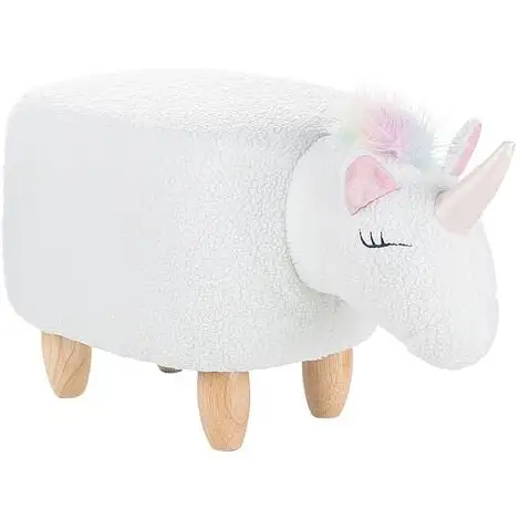 Beliani Modern Fabric Stool Nursery Children Room Solid Wood Legs Animal White Unicorn 3 Beliani Modern Fabric Stool Nursery Children Room Solid Wood Legs Animal White Unicorn