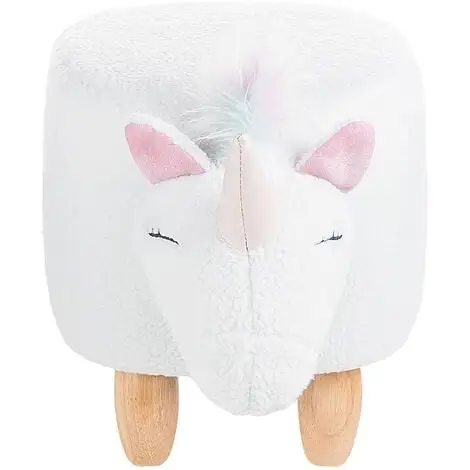 Beliani Modern Fabric Stool Nursery Children Room Solid Wood Legs Animal White Unicorn 6 Beliani Modern Fabric Stool Nursery Children Room Solid Wood Legs Animal White Unicorn - Image 4
