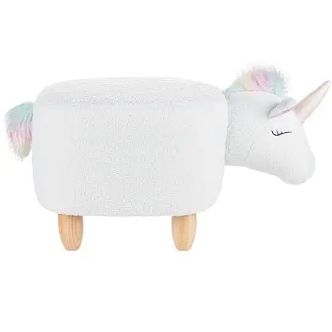 Beliani Modern Fabric Stool Nursery Children Room Solid Wood Legs Animal White Unicorn 7 Beliani Modern Fabric Stool Nursery Children Room Solid Wood Legs Animal White Unicorn - Image 5