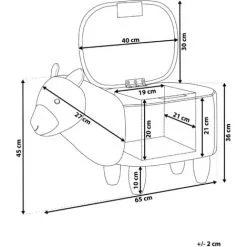 Beliani Fabric Stool Nursery Children Room Solid Wood Legs Animal Footrest White Alpaca -Children's chairs Sales Store 15057608 3