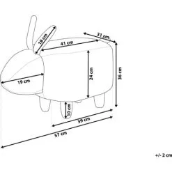 Beliani Fabric Stool Nursery Children Room Solid Wood Legs Animal Footrest Grey Bunny -Children's chairs Sales Store 15057609 3 2