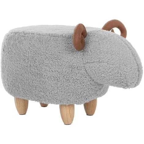 Beliani Modern Fabric Stool Footrest Pouffe Nursery Children Room Animal Grey Lamb 3 Beliani Modern Fabric Stool Footrest Pouffe Nursery Children Room Animal Grey Lamb
