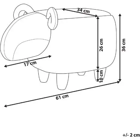 Beliani Modern Fabric Stool Footrest Pouffe Nursery Children Room Animal Grey Lamb 5 Beliani Modern Fabric Stool Footrest Pouffe Nursery Children Room Animal Grey Lamb - Image 3