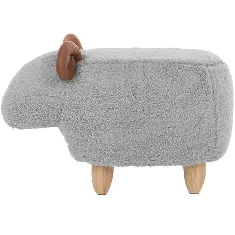 Beliani Modern Fabric Stool Footrest Pouffe Nursery Children Room Animal Grey Lamb 6 Beliani Modern Fabric Stool Footrest Pouffe Nursery Children Room Animal Grey Lamb - Image 4