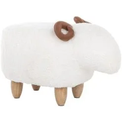 Beliani Modern Fabric Stool Footrest Pouffe Nursery Children Room Animal White Lamb