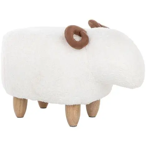 Beliani Modern Fabric Stool Footrest Pouffe Nursery Children Room Animal White Lamb 3 Beliani Modern Fabric Stool Footrest Pouffe Nursery Children Room Animal White Lamb