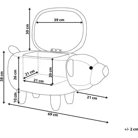 Beliani Modern Fabric Stool Footrest Nursery Solid Wood Legs Animal Golden Brown Bear 5 Beliani Modern Fabric Stool Footrest Nursery Solid Wood Legs Animal Golden Brown Bear - Image 3