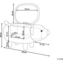 Beliani Modern Fabric Stool Footrest Nursery Solid Wood Legs Animal Golden Brown Bear -Children's chairs Sales Store 15793213 3