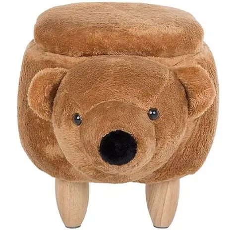 Beliani Modern Fabric Stool Footrest Nursery Solid Wood Legs Animal Golden Brown Bear 7 Beliani Modern Fabric Stool Footrest Nursery Solid Wood Legs Animal Golden Brown Bear - Image 5