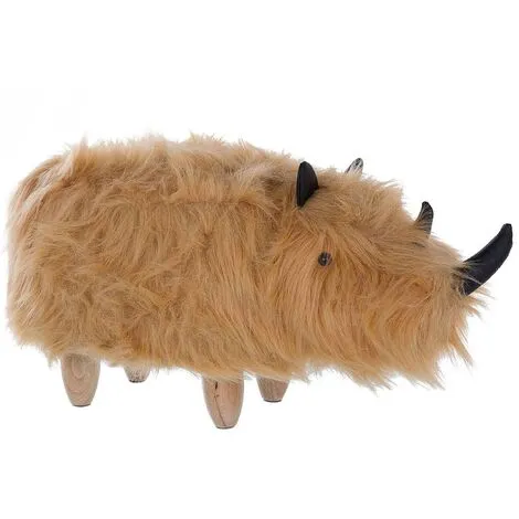 Beliani Furry Animal Stool Faux Fur Kids Playroom Nursery Sand Beige Rhino 3 Beliani Furry Animal Stool Faux Fur Kids Playroom Nursery Sand Beige Rhino