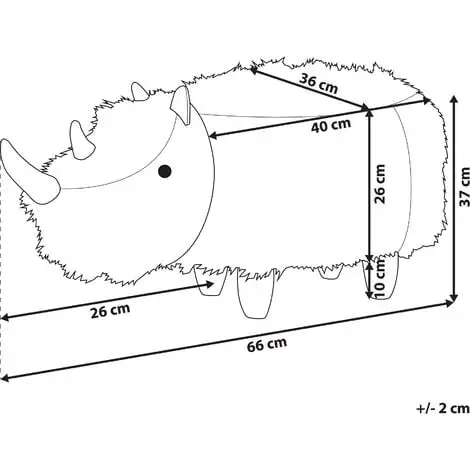 Beliani Furry Animal Stool Faux Fur Kids Playroom Nursery Sand Beige Rhino 5 Beliani Furry Animal Stool Faux Fur Kids Playroom Nursery Sand Beige Rhino - Image 3