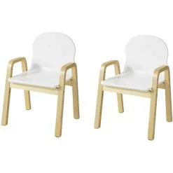 SoBuy Set Of 2 Children Chairs, Wooden Kids Children Chair Stool, Height Adjustable,KMB24-WX2