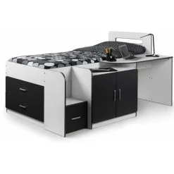 ASHFIELD CHILDRENS Premium Charcoal Grey & White Contemporary Cabin Bed 3ft (90cm) - Best Seller