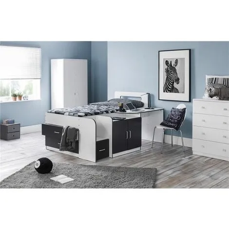 ASHFIELD CHILDRENS Premium Charcoal Grey & White Contemporary Cabin Bed 3ft (90cm) - Best Seller 5 ASHFIELD CHILDRENS Premium Charcoal Grey & White Contemporary Cabin Bed 3ft (90cm) - Best Seller - Image 3