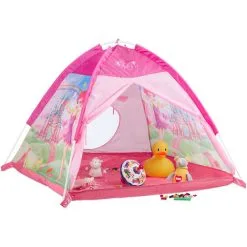 Relaxdays Play Tent For Girls, Fairy Castle Playhouse For Indoor And Outdoor Use, HWD 90x118x115 Cm, Pink