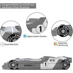 Deuba Child Car Bed Frame For Children Kids Single Junior Beds Silver 3x7.5ft Bedroom 10 Deuba Child Car Bed Frame For Children Kids Single Junior Beds Silver 3x7.5ft Bedroom -Children's chairs Sales Store 17462595 4