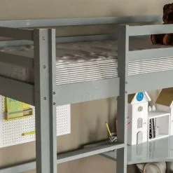 Home Discount Sydney 3ft Single Solid Pine Wood Bunk Bed With Desk, Grey -Children's chairs Sales Store 17766999 4