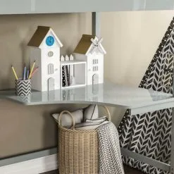 Home Discount Sydney 3ft Single Solid Pine Wood Bunk Bed With Desk, Grey -Children's chairs Sales Store 17766999 5