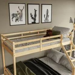 Home Discount Sydney Triple Sleeper Solid Pine Wood Bunk Bed, Single & Double Bed, Pine 9 Home Discount Sydney Triple Sleeper Solid Pine Wood Bunk Bed, Single & Double Bed, Pine -Children's chairs Sales Store 17767000 3