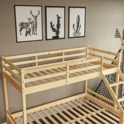 Home Discount Sydney Triple Sleeper Solid Pine Wood Bunk Bed, Single & Double Bed, Pine 10 Home Discount Sydney Triple Sleeper Solid Pine Wood Bunk Bed, Single & Double Bed, Pine -Children's chairs Sales Store 17767000 4